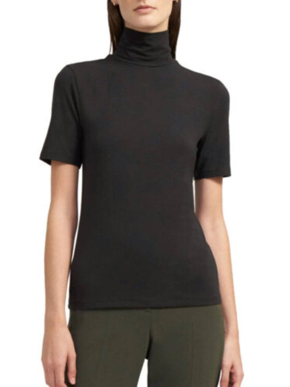 NWT Theory Naneik Black Modal Cotton Turtleneck Knit Top T-Shirt RANMIRE